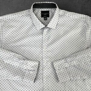 Calabrum London Shirt Mens 2XL White Black Dot Modern Fit Dress Shirt